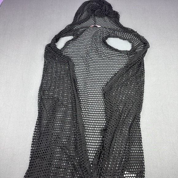 SJS Other - SJS Black Hooded Mesh Swim Cover Up Sleeveless Crochet Beach Cover-Up Plus 3X
